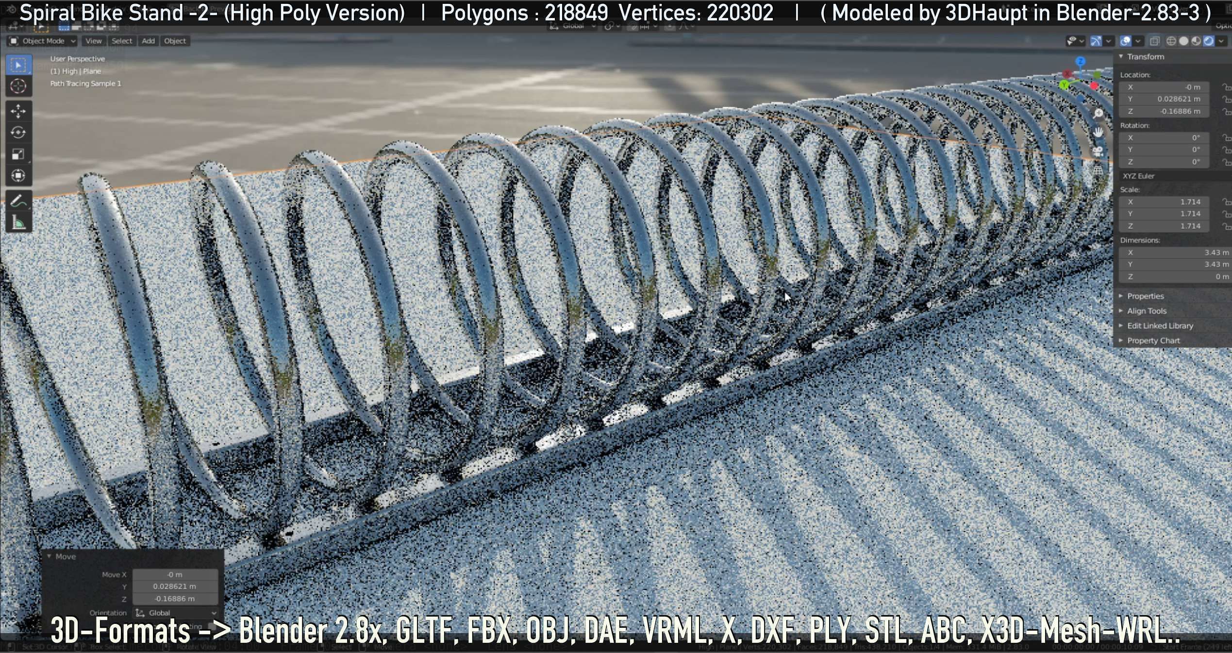 Spiral Bike Stand -2- High-Poly Version 3D model_45