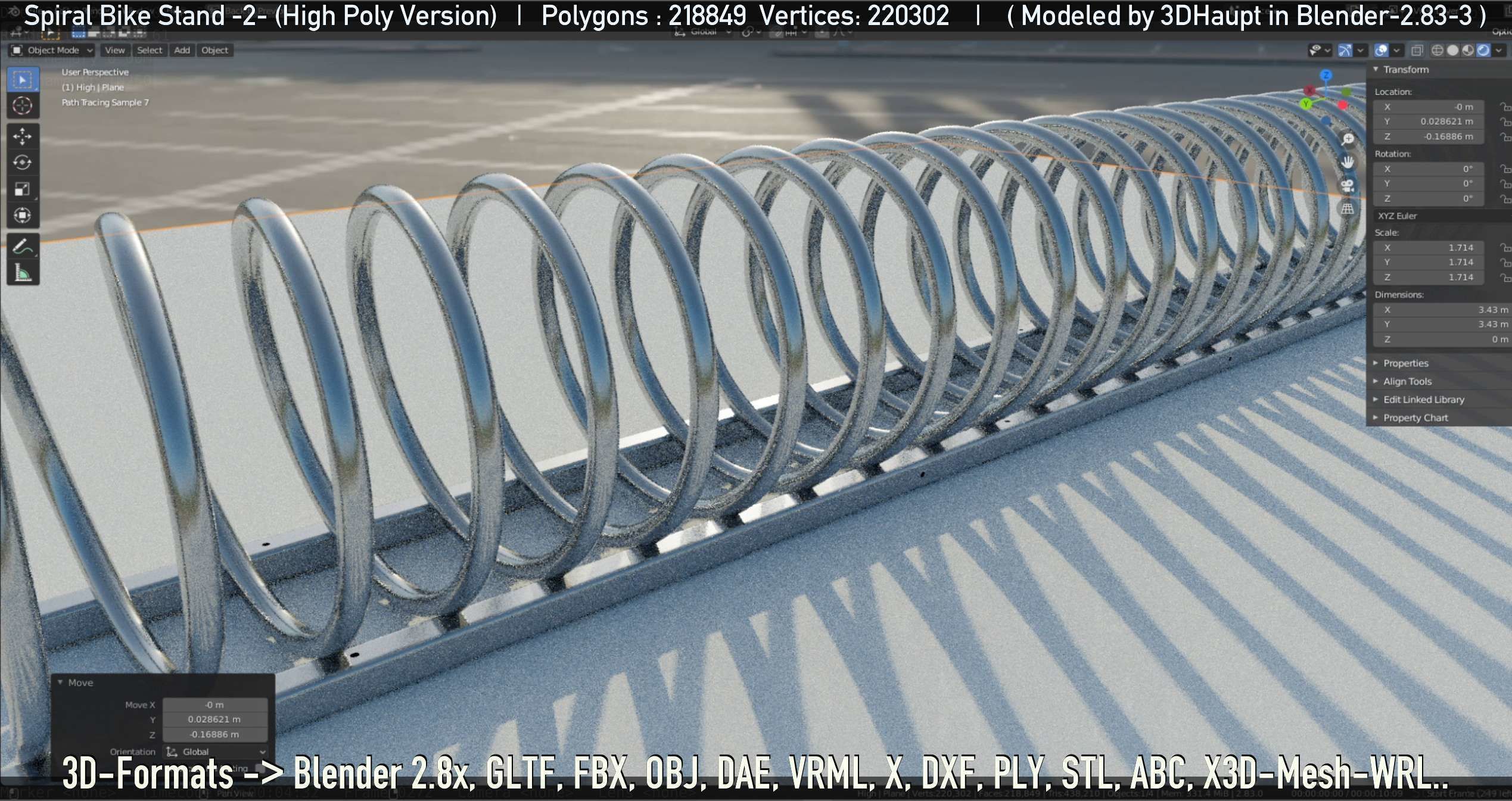 Spiral Bike Stand -2- High-Poly Version 3D model_37