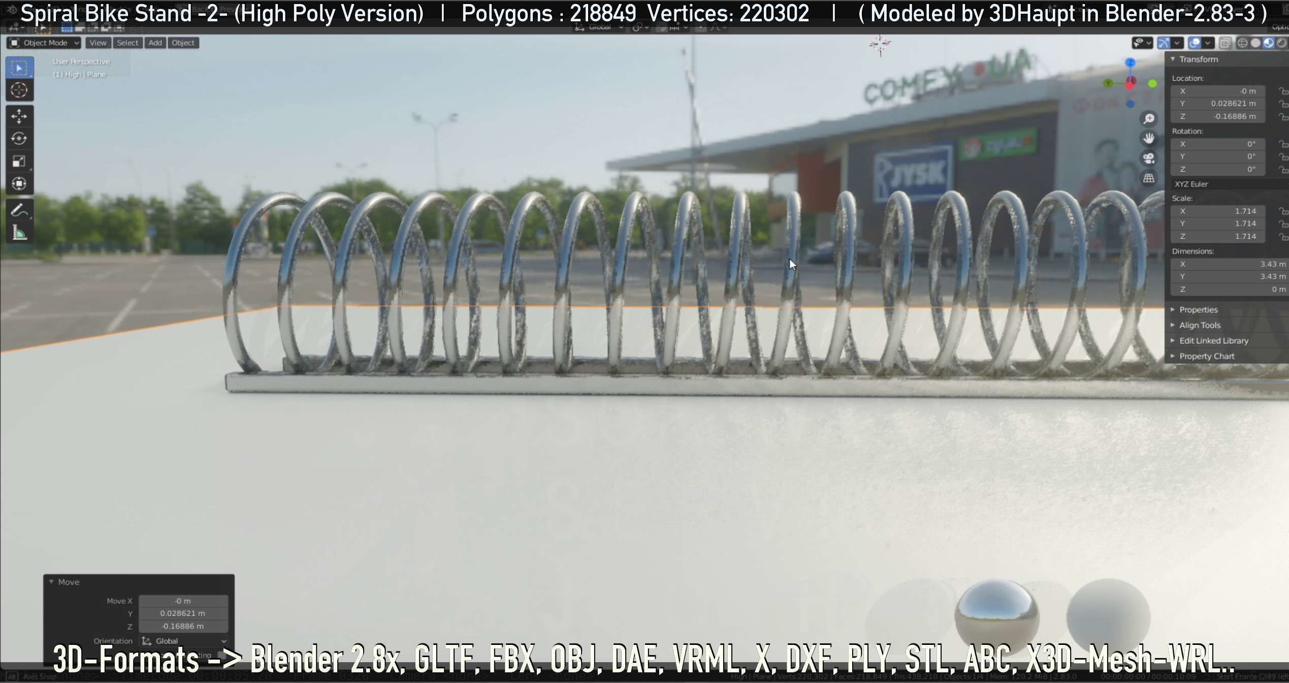 Spiral Bike Stand -2- High-Poly Version 3D model_41