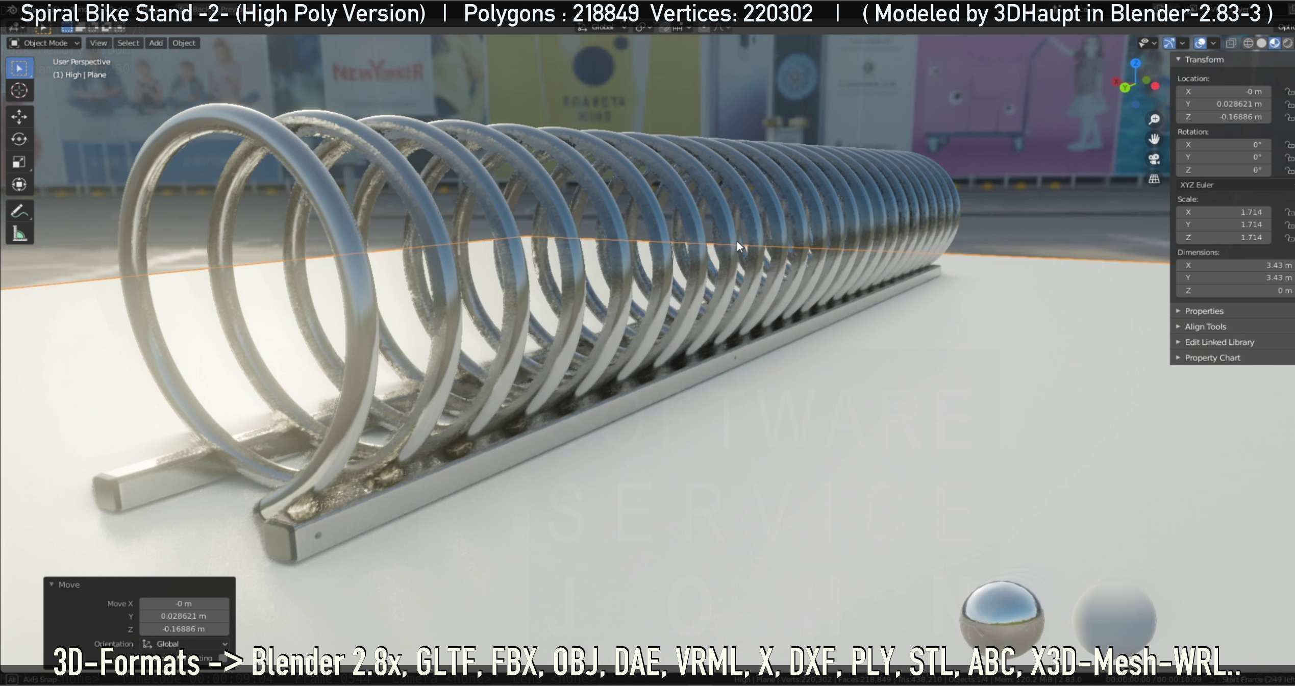 Spiral Bike Stand -2- High-Poly Version 3D model_50