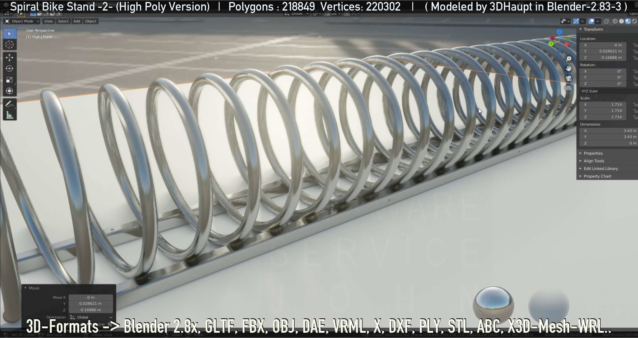 Spiral Bike Stand -2- High-Poly Version 3D model_38