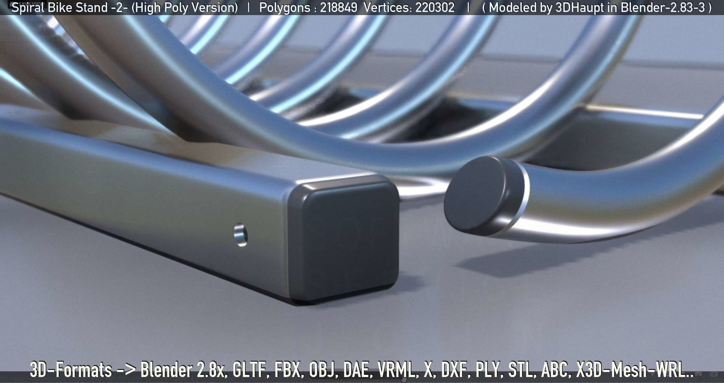 Spiral Bike Stand -2- High-Poly Version 3D model_13