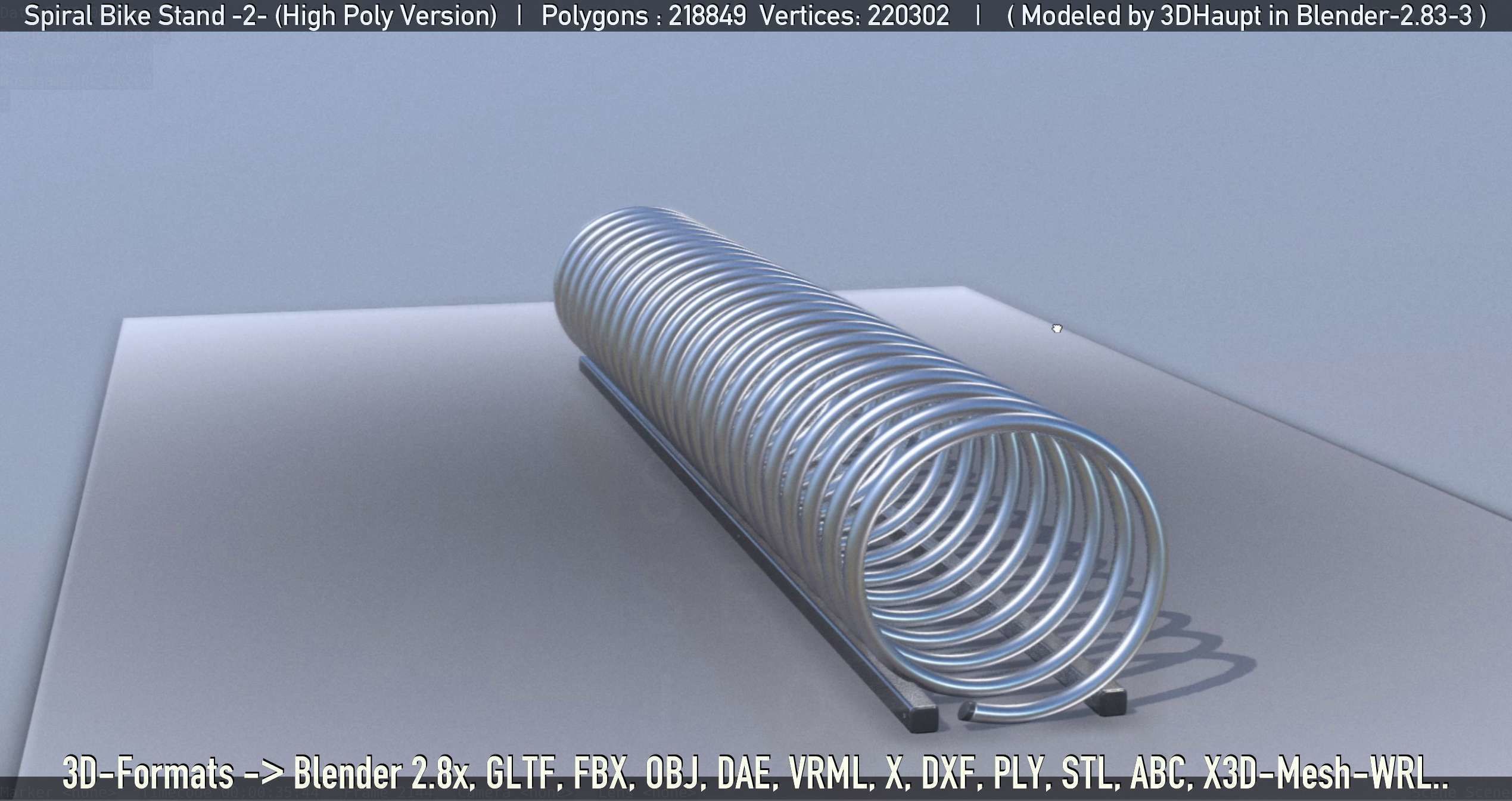 Spiral Bike Stand -2- High-Poly Version 3D model_30