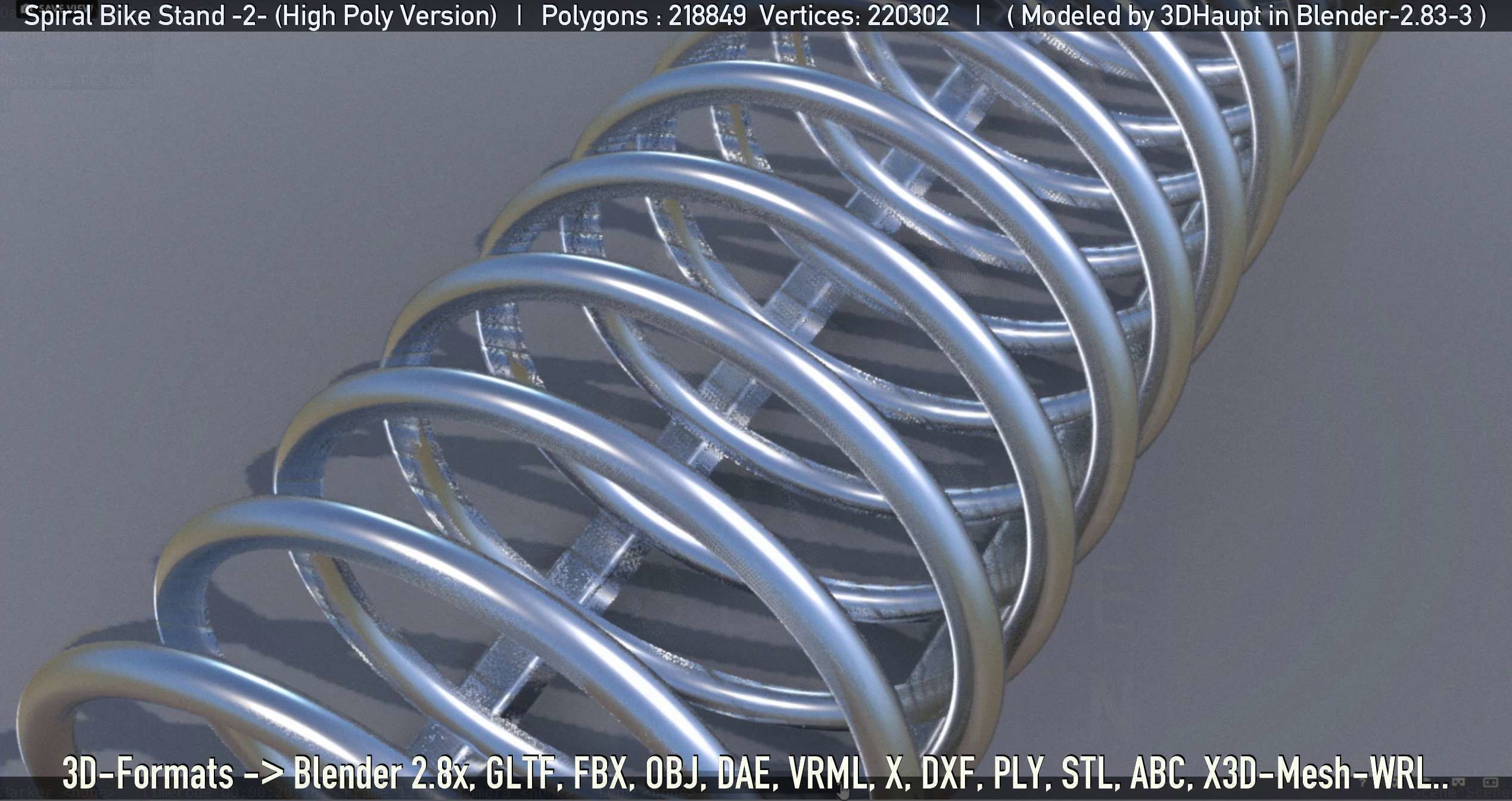 Spiral Bike Stand -2- High-Poly Version 3D model_16