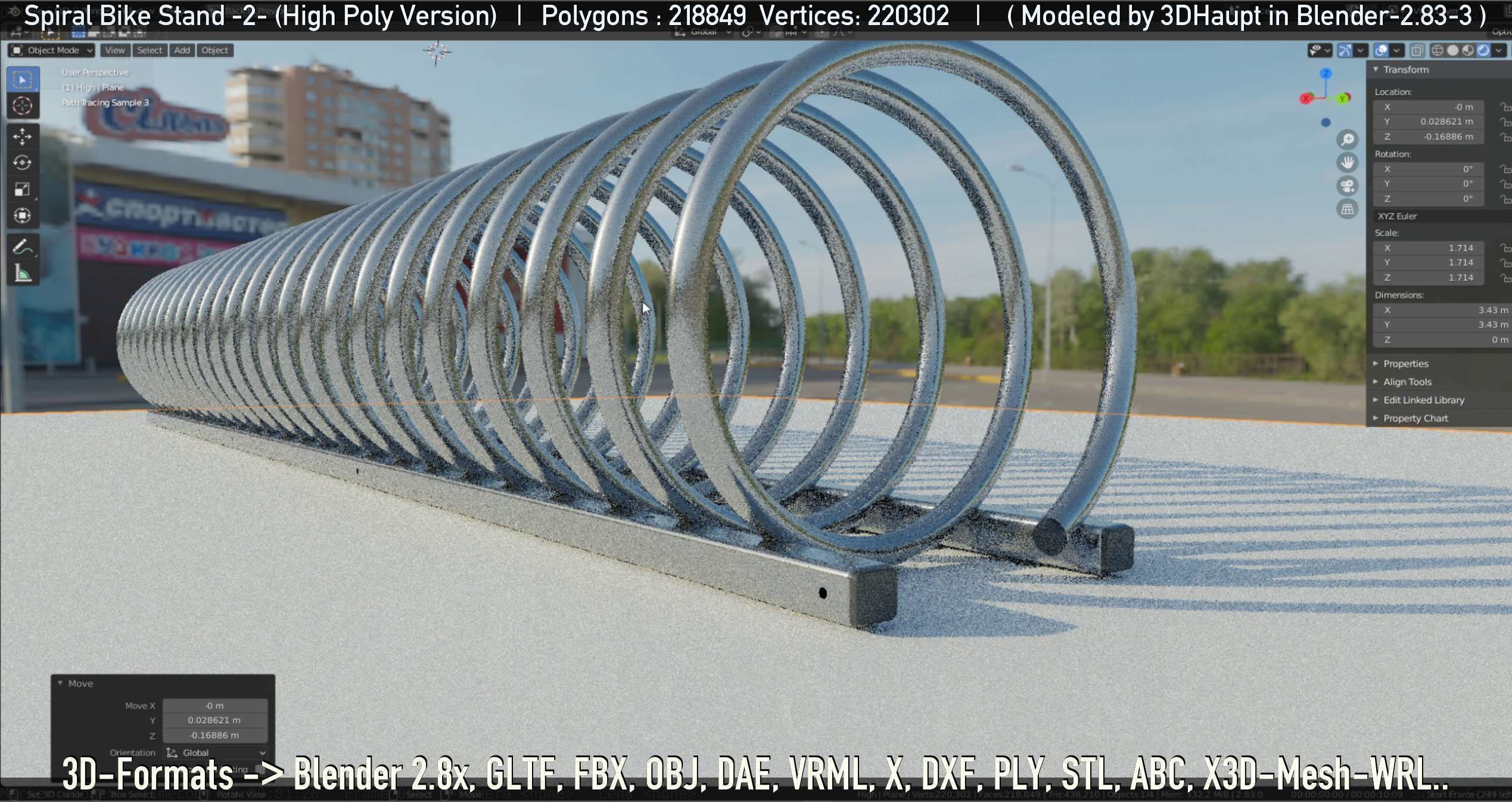 Spiral Bike Stand -2- High-Poly Version 3D model_33