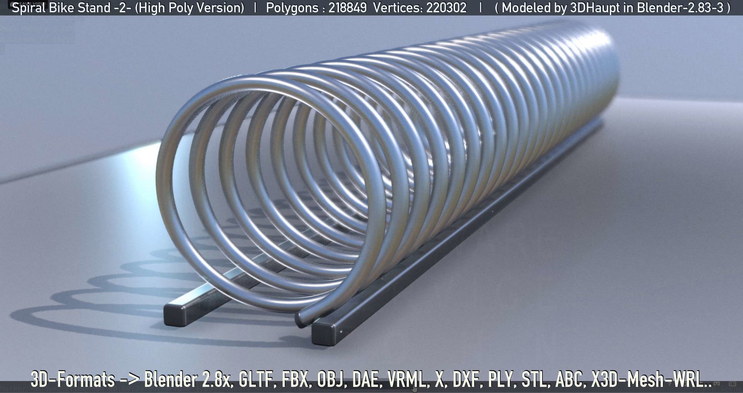 Spiral Bike Stand -2- High-Poly Version 3D model_15