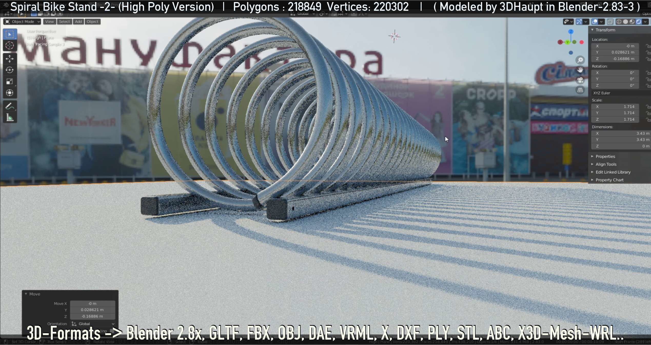 Spiral Bike Stand -2- High-Poly Version 3D model_36