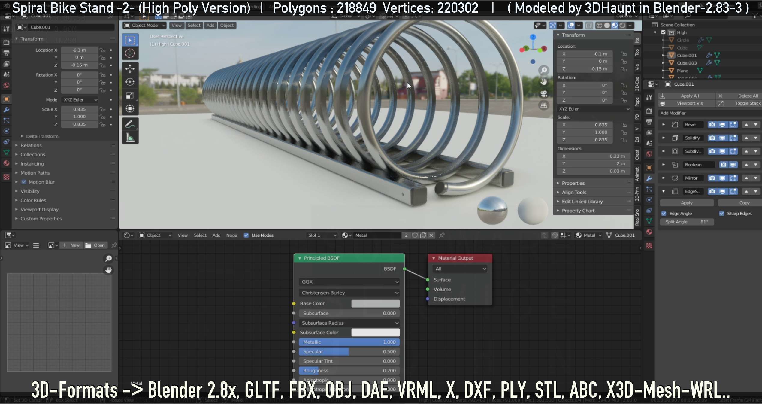 Spiral Bike Stand -2- High-Poly Version 3D model_52
