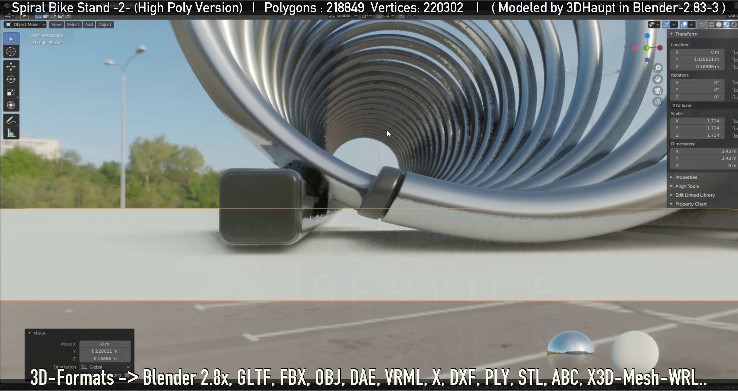 Spiral Bike Stand -2- High-Poly Version 3D model_8