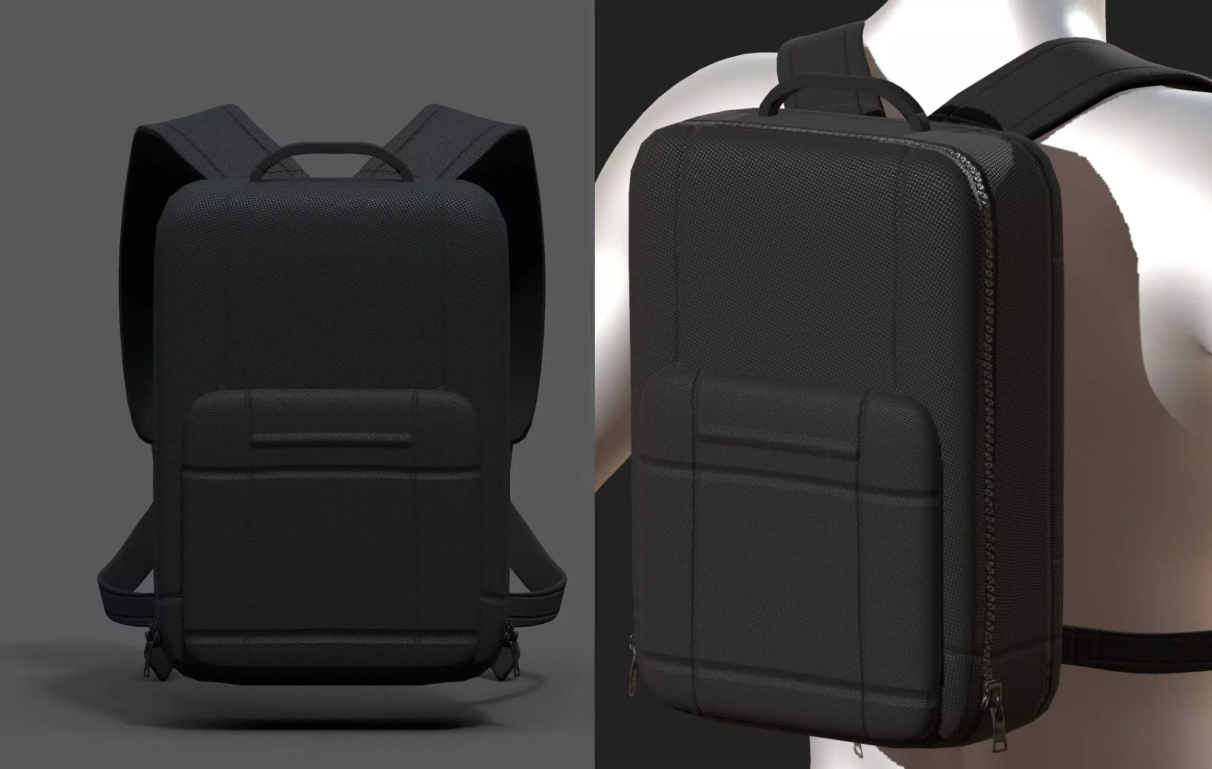 Backpack Camping Generic Black material Low-poly 3D model_1