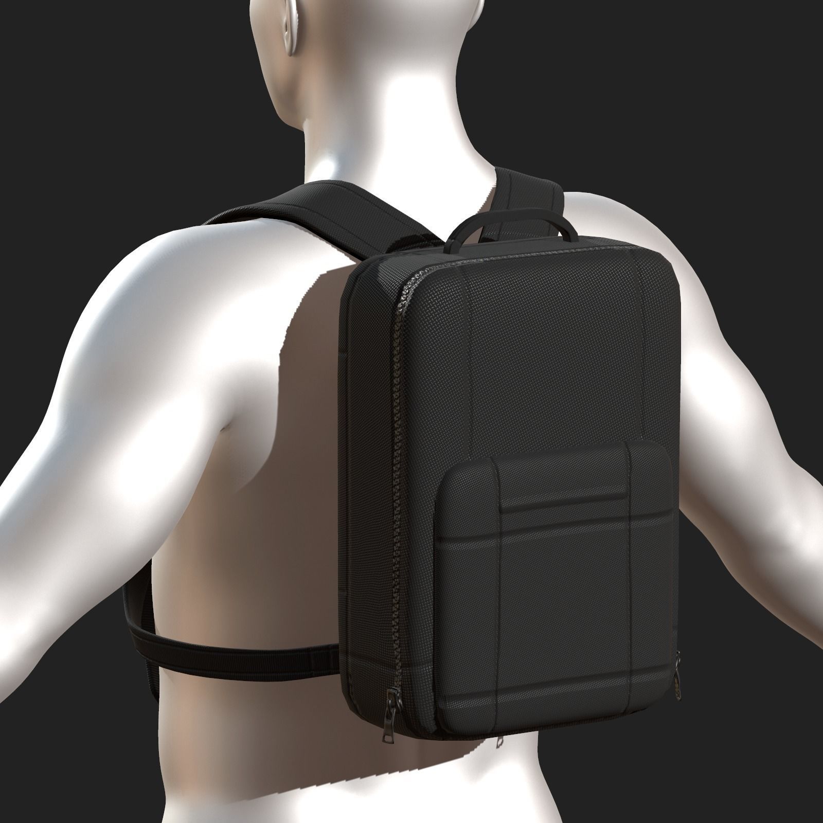 Backpack Camping Generic Black material Low-poly 3D model_7
