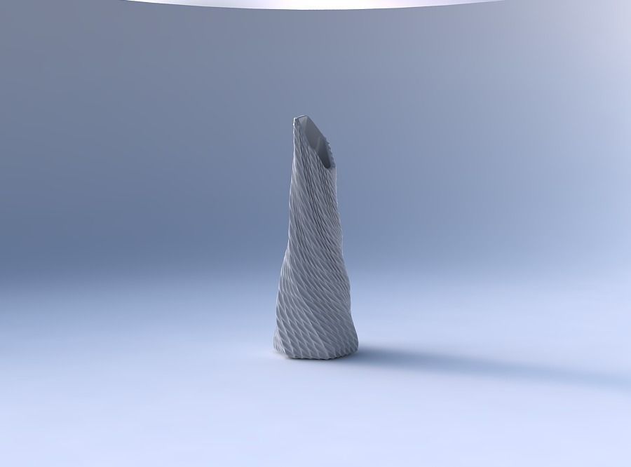 Vase twisted top bent hexagon with bent extruded pattern 3D print model_4