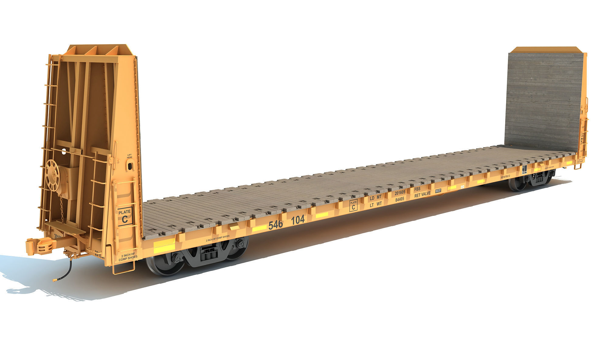 Bulkhead Flat Rail Car 3D model_1