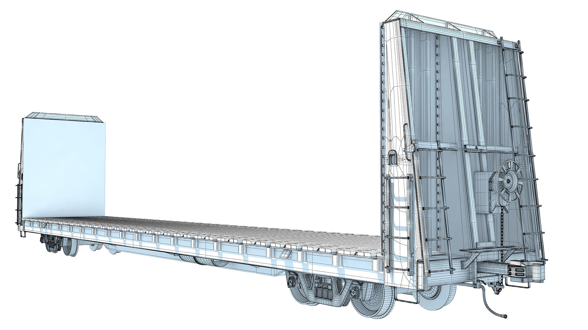 Bulkhead Flat Rail Car 3D model_13