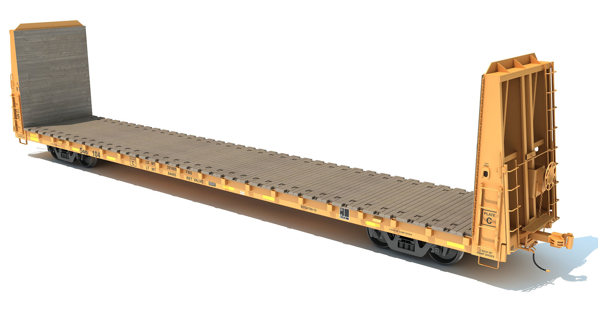 Bulkhead Flat Rail Car 3D model_3