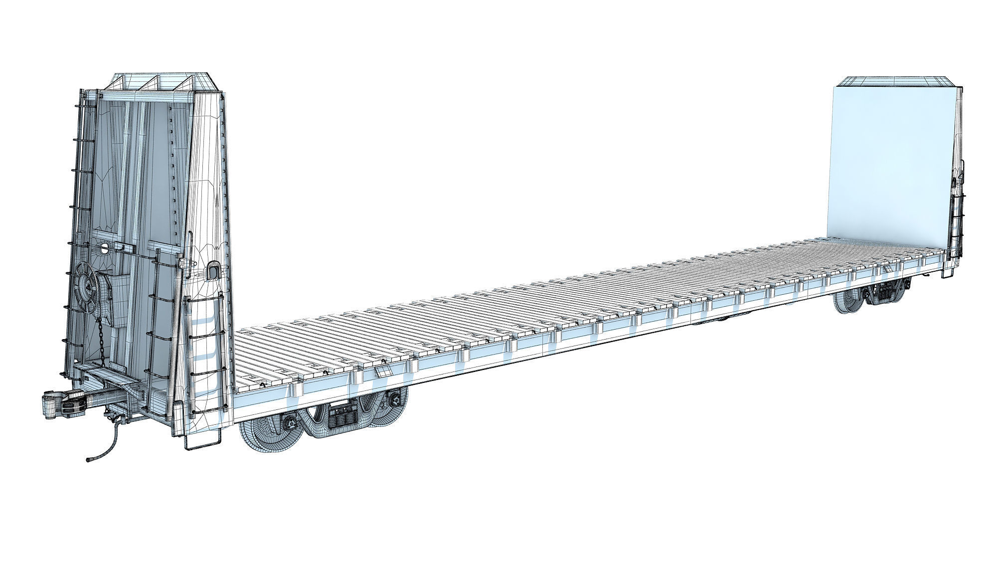 Bulkhead Flat Rail Car 3D model_12