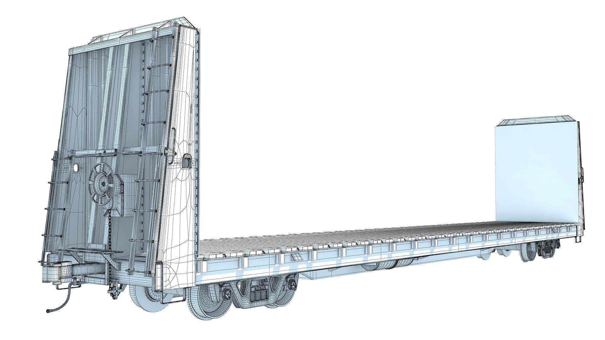 Bulkhead Flat Rail Car 3D model_14