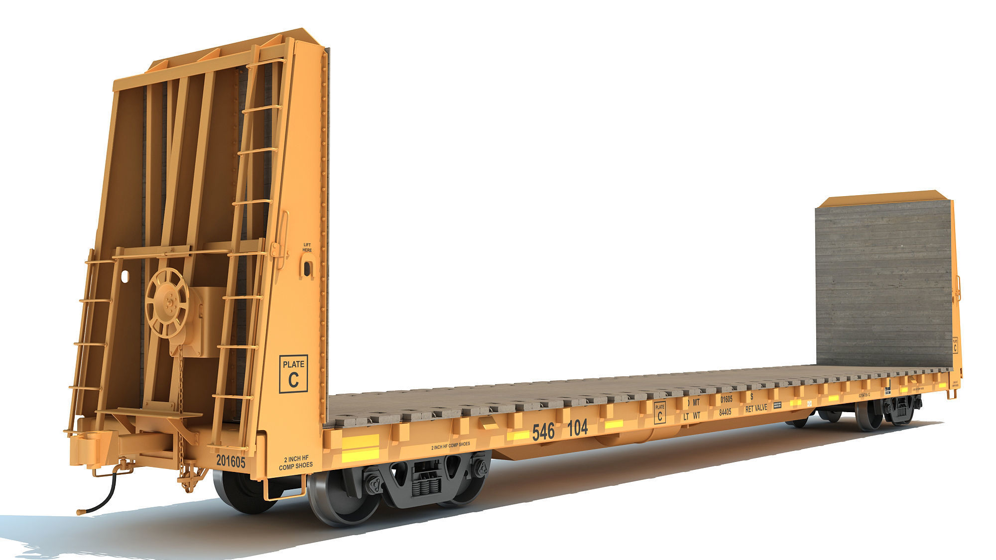 Bulkhead Flat Rail Car 3D model_5