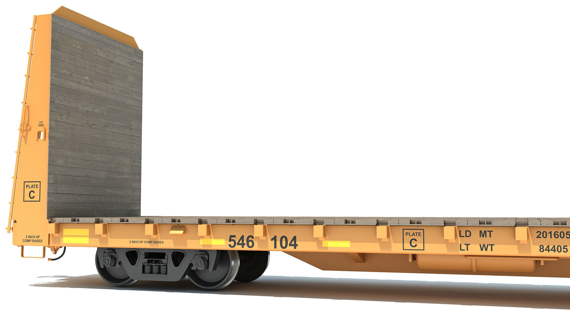 Bulkhead Flat Rail Car 3D model_10