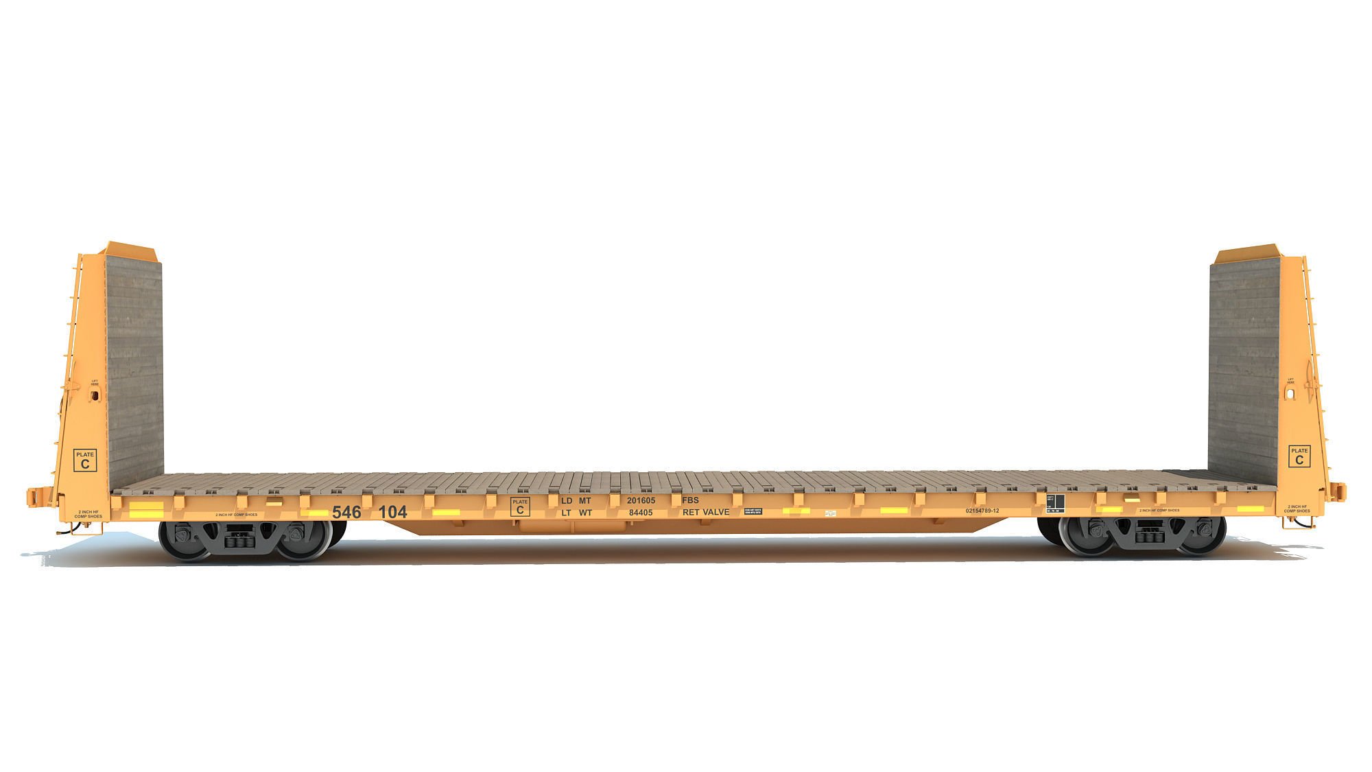 Bulkhead Flat Rail Car 3D model_6