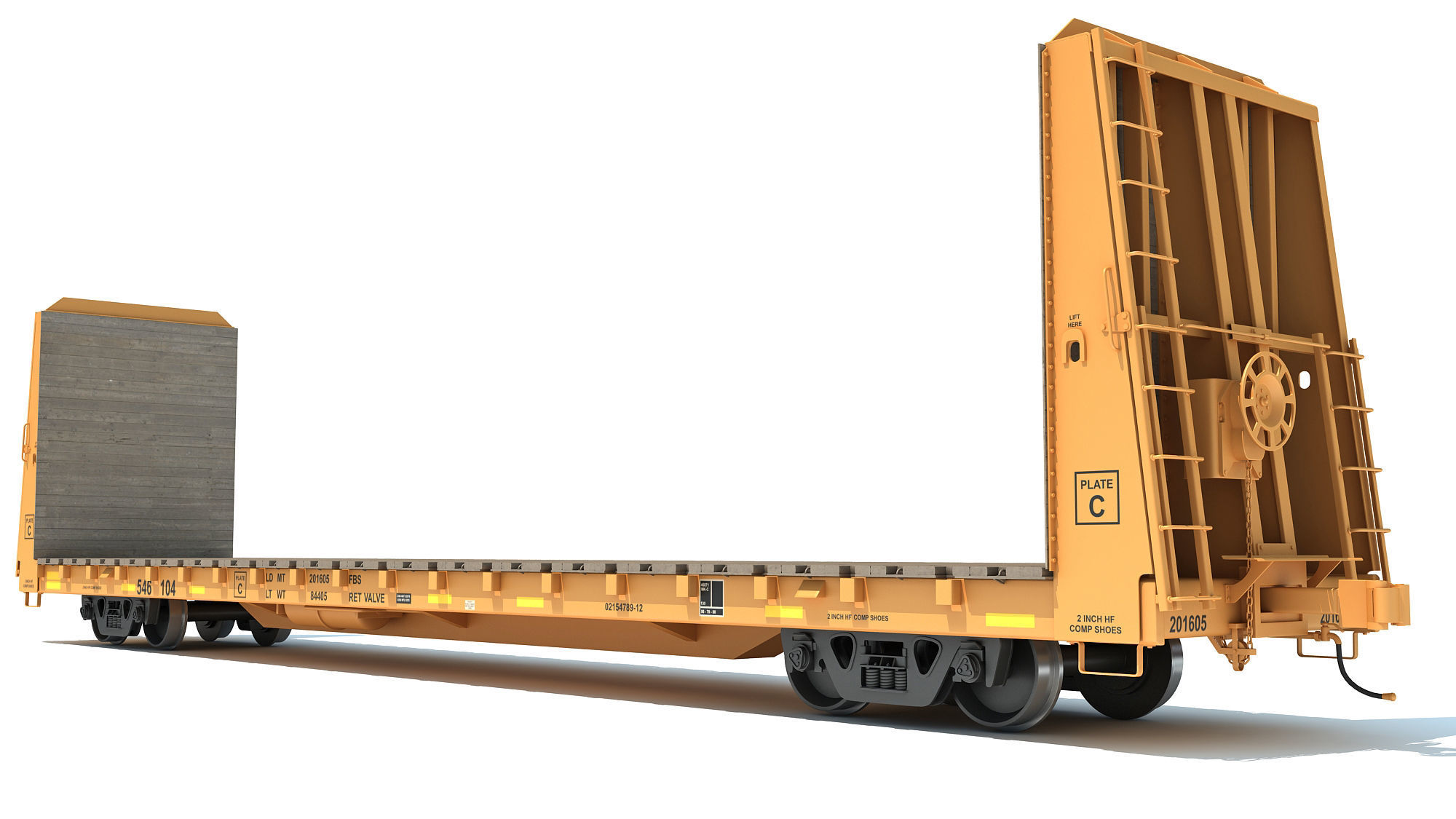 Bulkhead Flat Rail Car 3D model_7