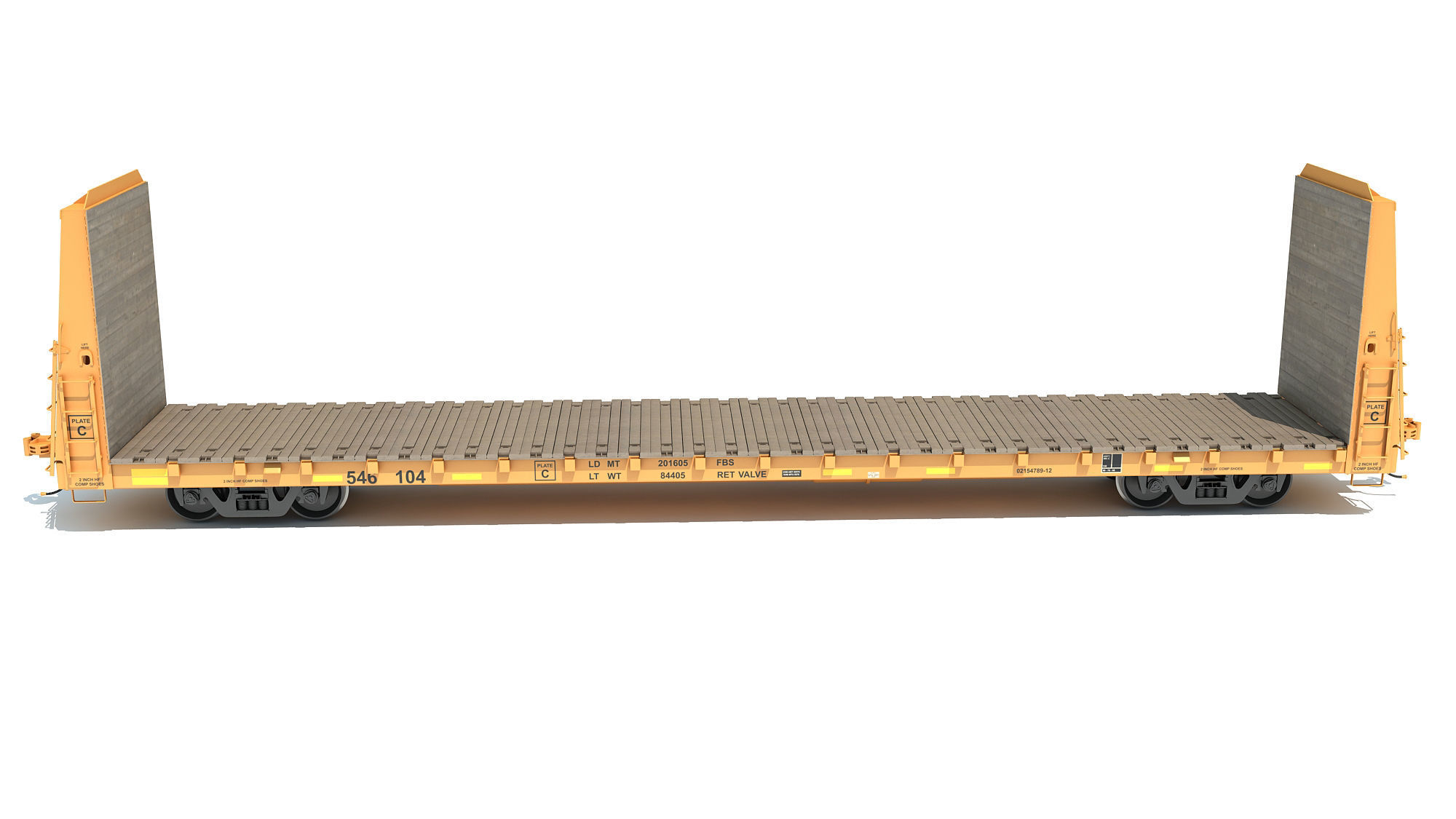 Bulkhead Flat Rail Car 3D model_2