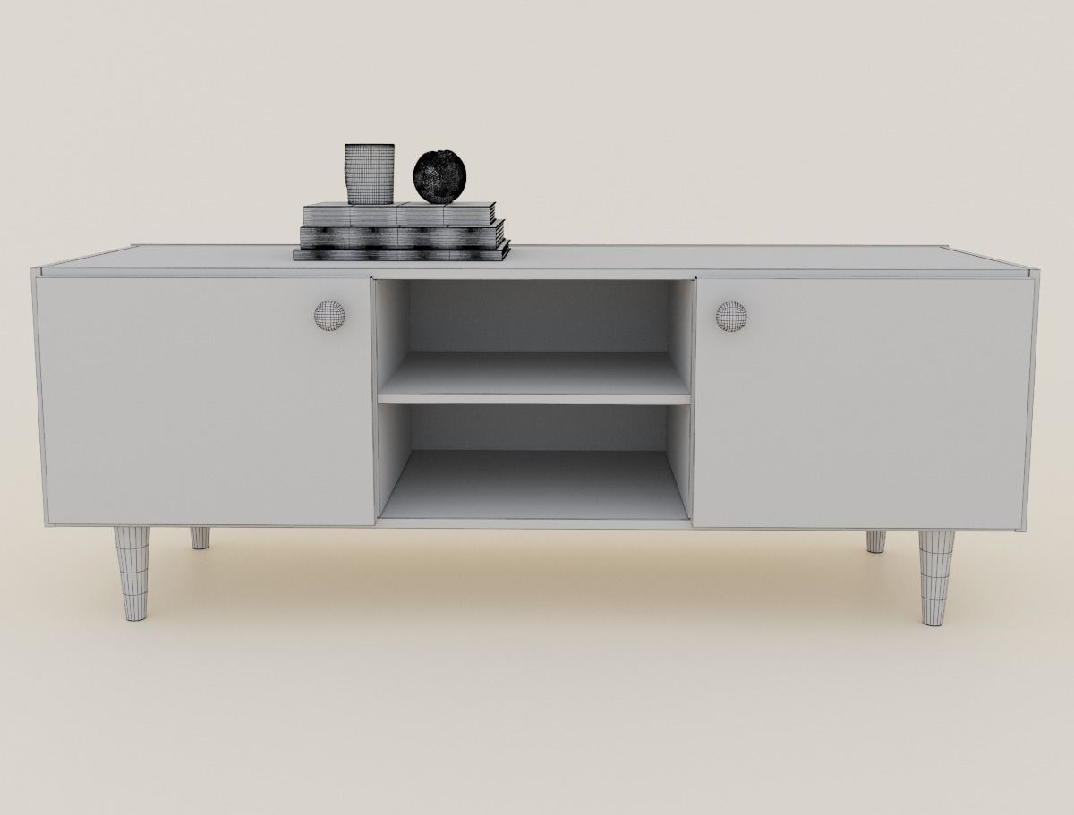 TV cabinet and tables  3D model_2