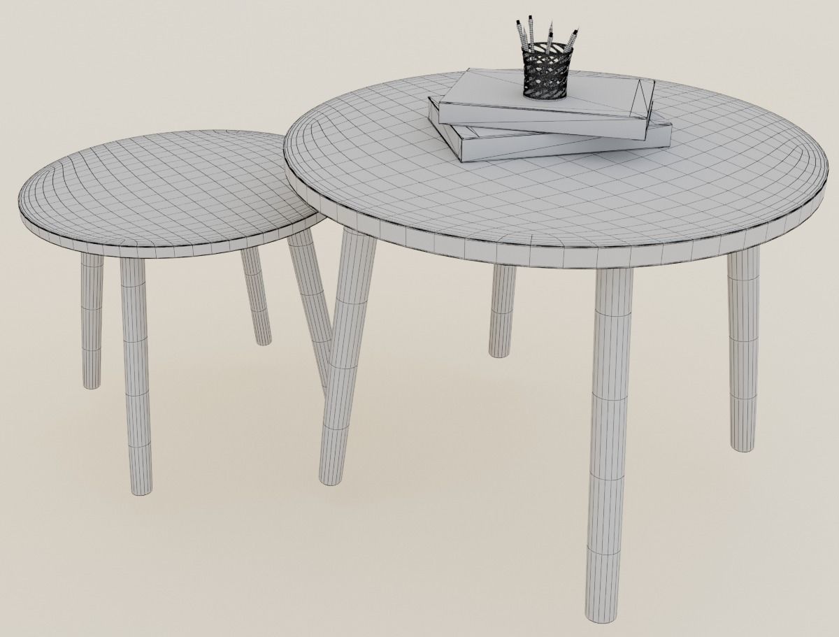 TV cabinet and tables  3D model_5