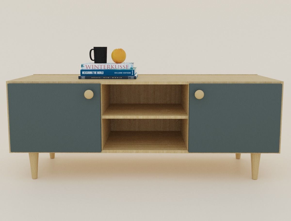 TV cabinet and tables  3D model_1