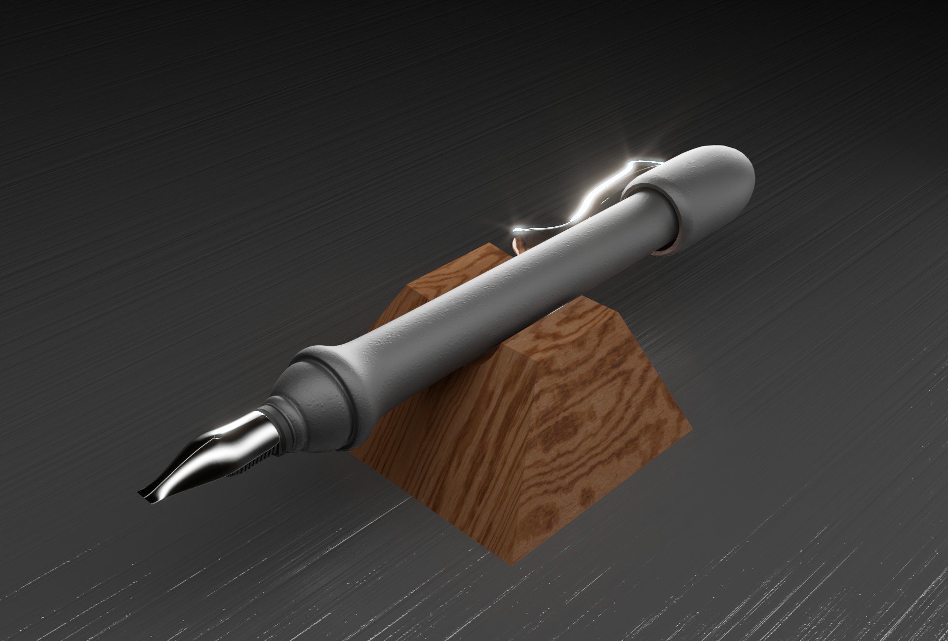 Fountain pen with calligraphy nib Low-poly 3D model_1
