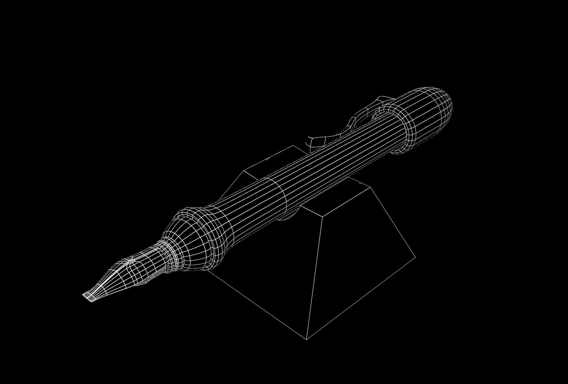 Fountain pen with calligraphy nib Low-poly 3D model_3