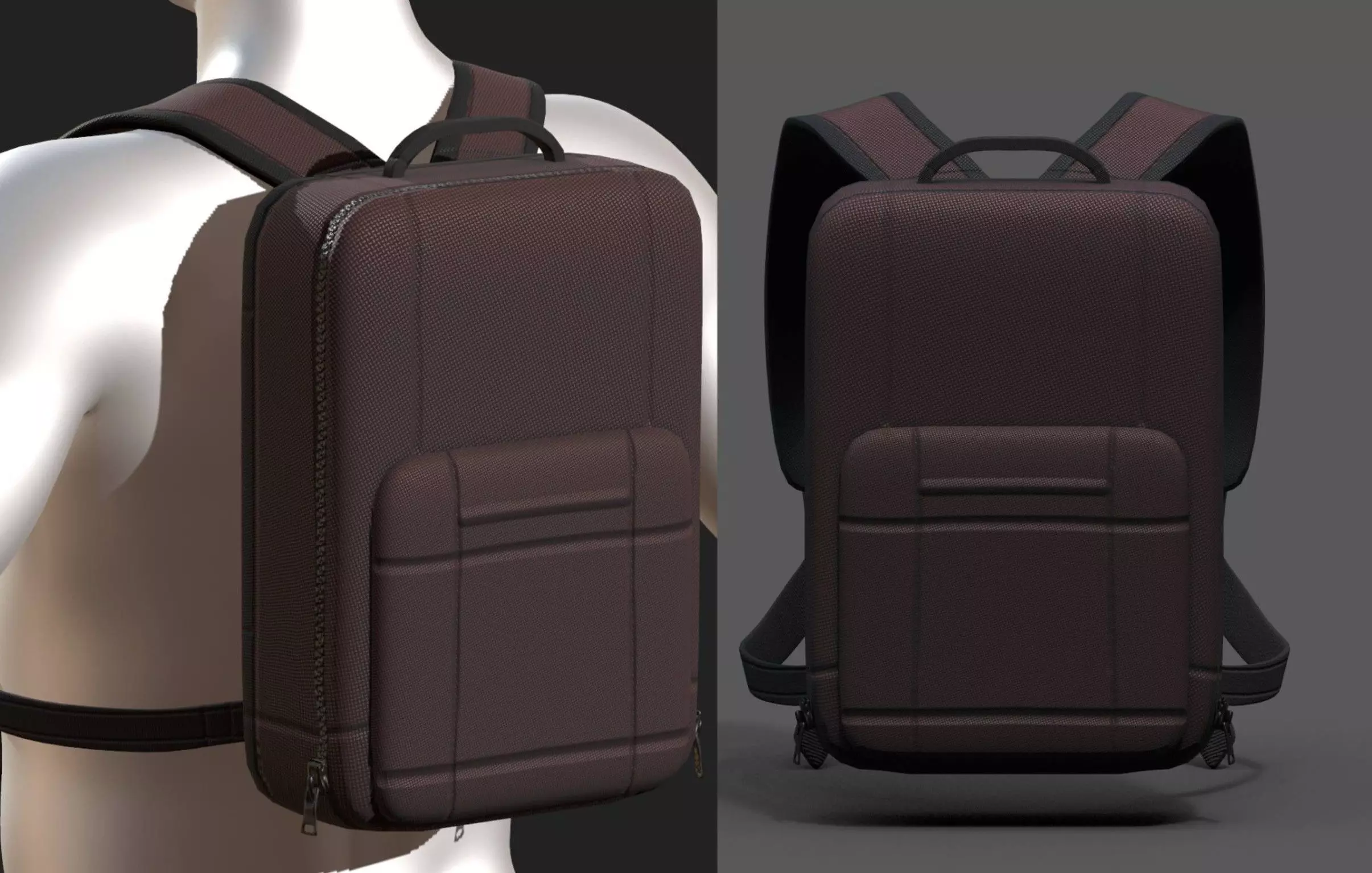 Backpack Camping Generic Color bag baggage pockets  Low-poly 3D model_0