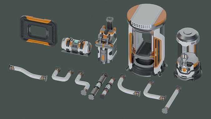 13 Sci-Fi 3D models - Props Asset Pack 3D model