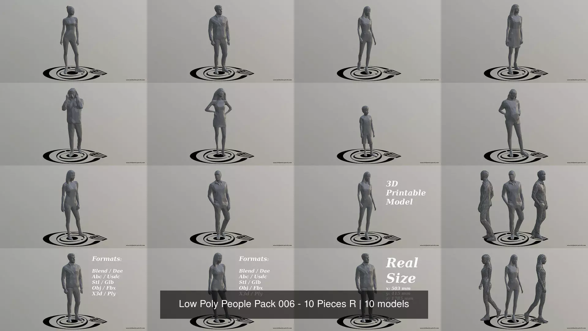 Low Poly People Pack 006 - 10 Pieces R 3D Model Collection_1