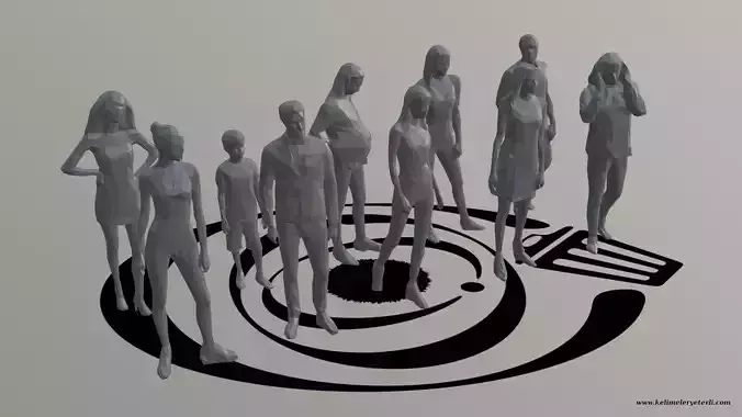 Low Poly People Pack 006 - 10 Pieces R 3D Model Collection