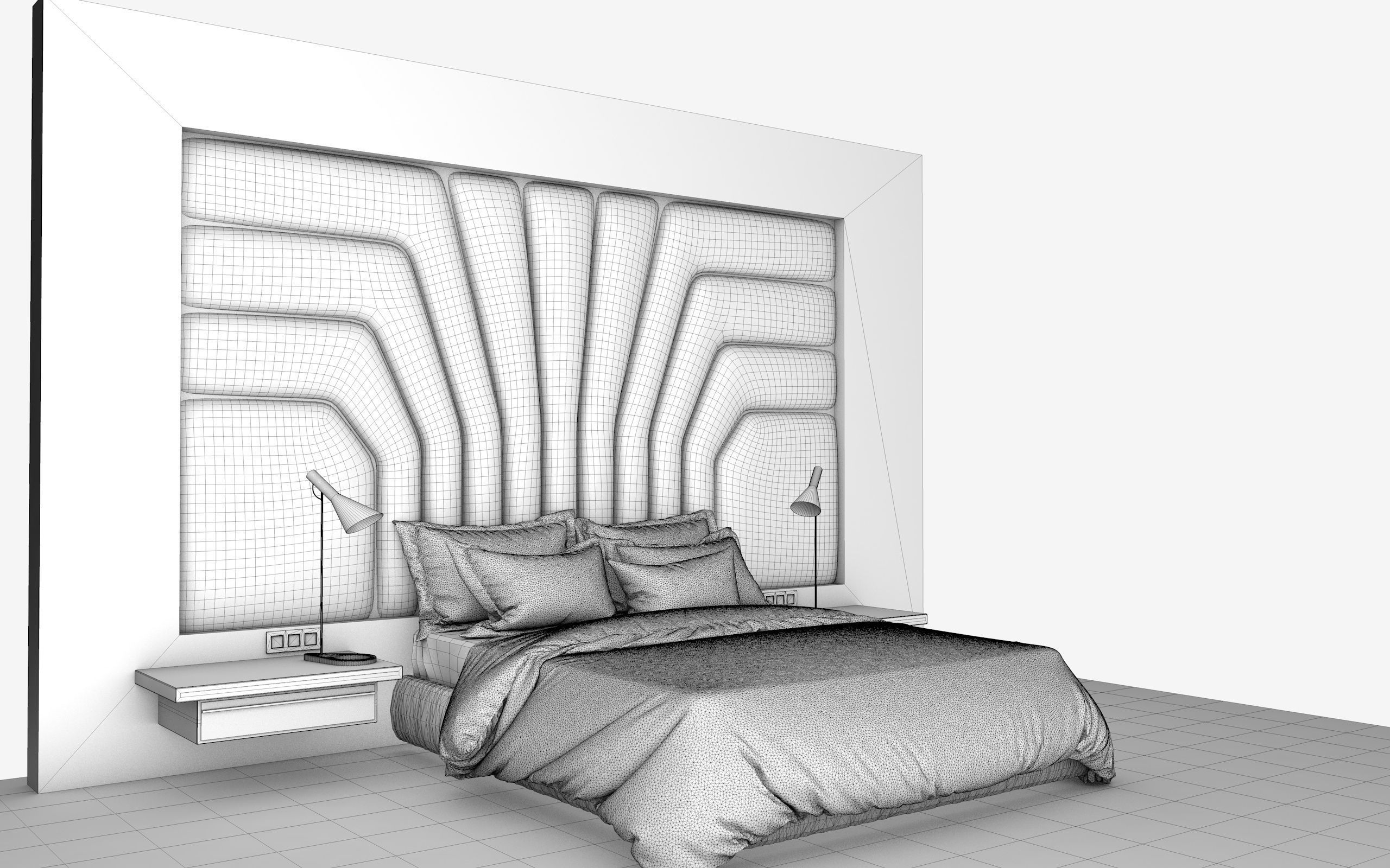 badroom 3d model modern bedroom 3D model_6