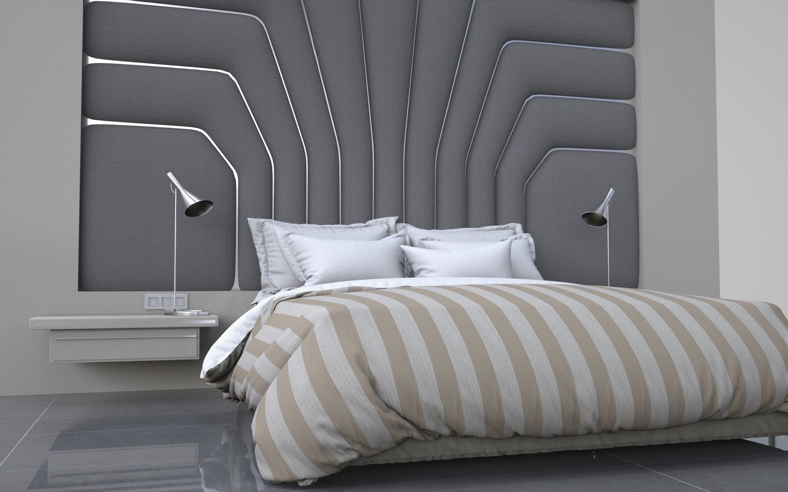 badroom 3d model modern bedroom 3D model_1