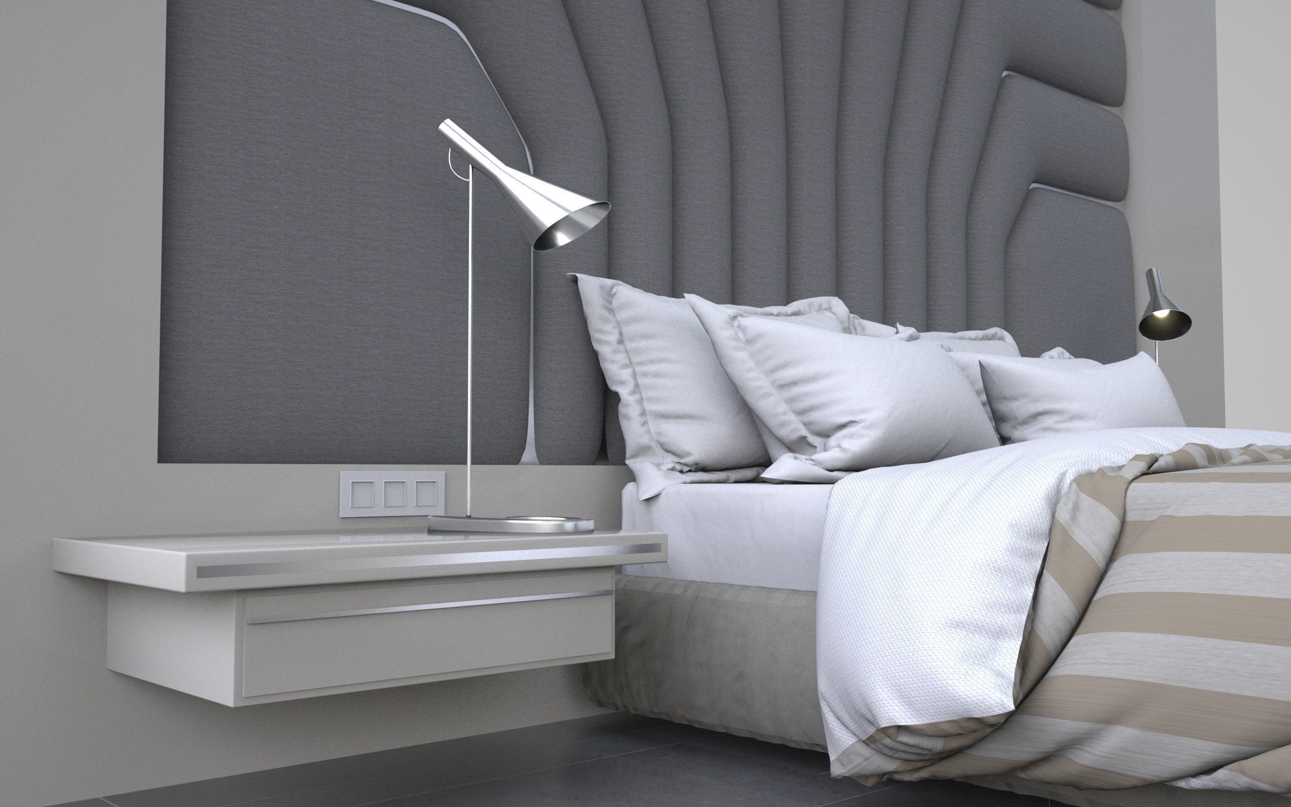 badroom 3d model modern bedroom 3D model_2