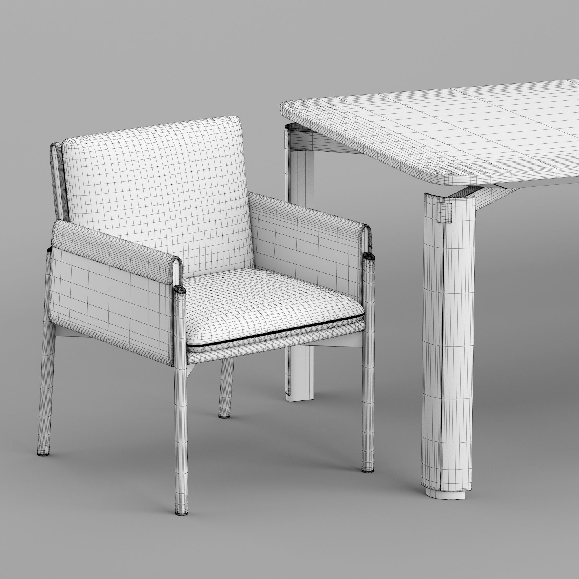 Turri Zenit chair and table 3D model_6