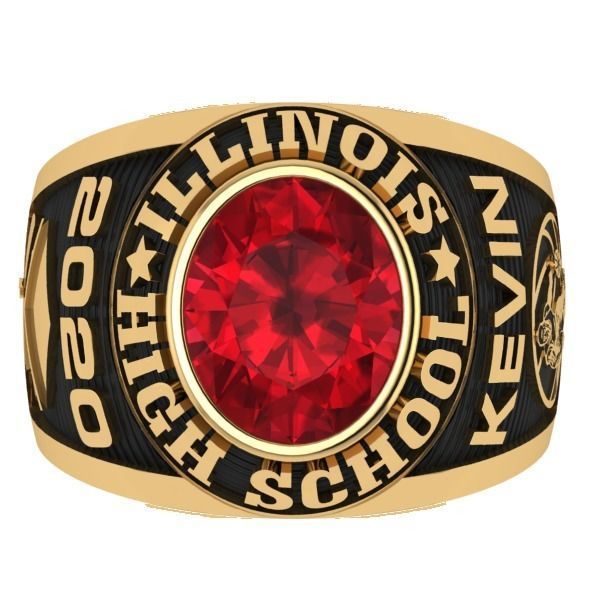 Personalized Class Ring 1 - Oval Gem 3D print model_1