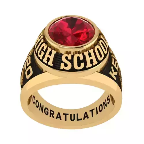 Personalized Class Ring 1 - Oval Gem 3D print model