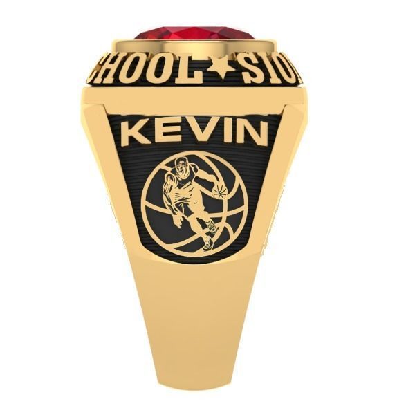 Personalized Class Ring 1 - Oval Gem 3D print model_3