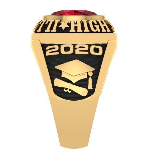 Personalized Class Ring 1 - Oval Gem 3D print model_2