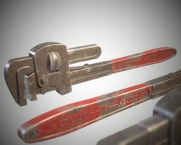 Pipe wrench Low-poly 3D model