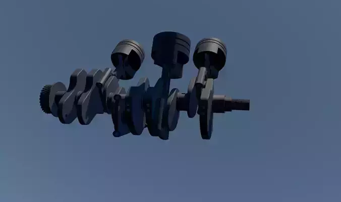 Piston Connecting Rod and Crankshaft Low-poly 3D model