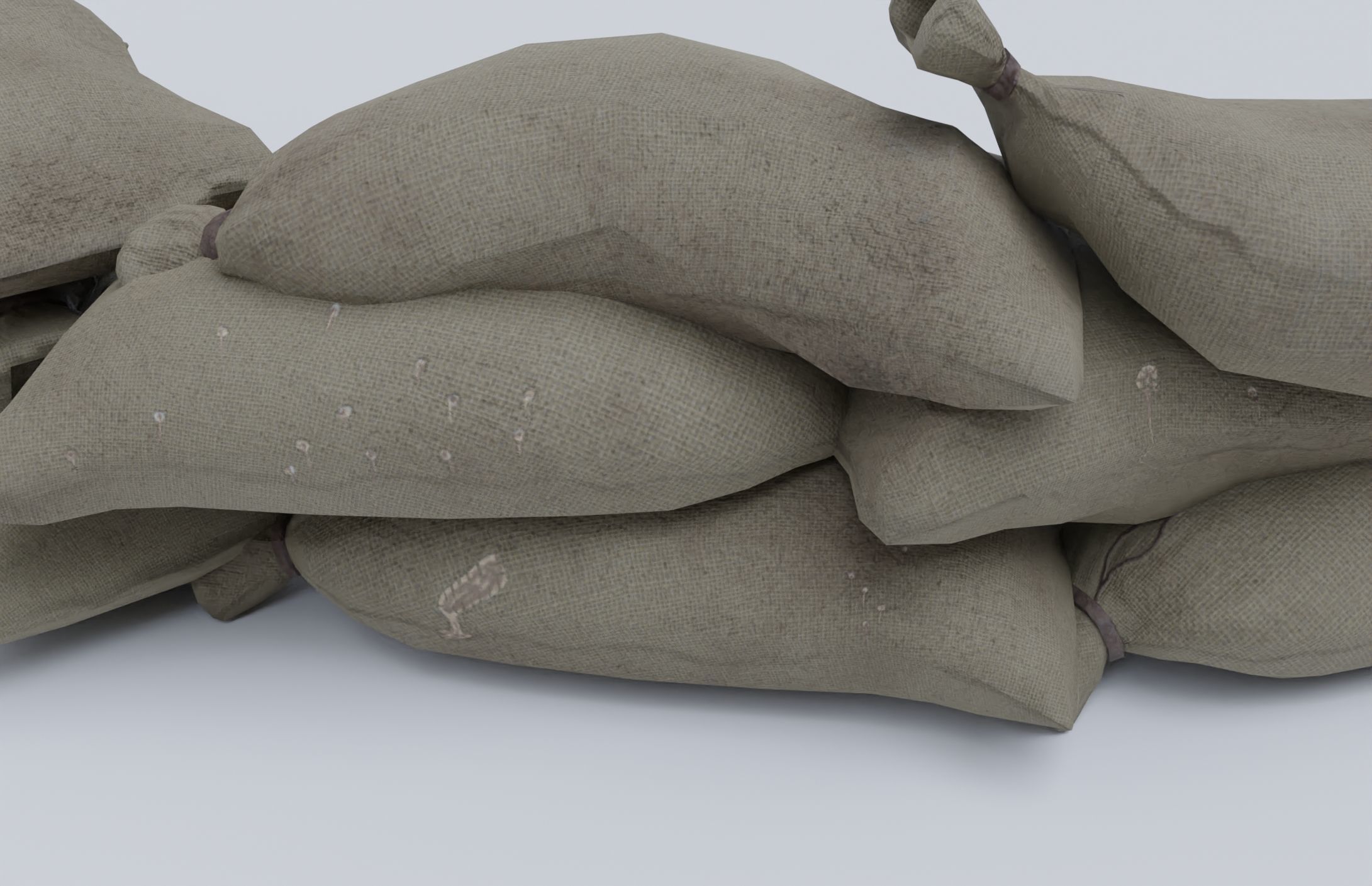 Sandbags set low poly PBR materials Low-poly 3D model_5