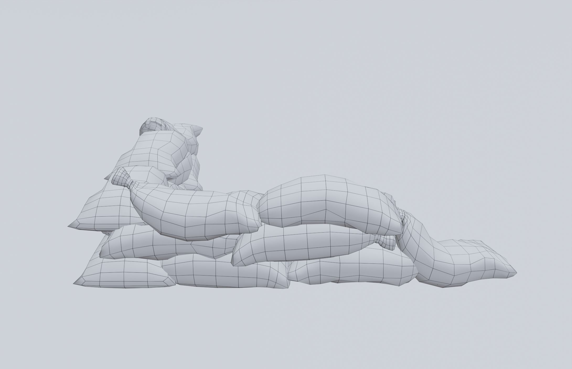 Sandbags set low poly PBR materials Low-poly 3D model_29