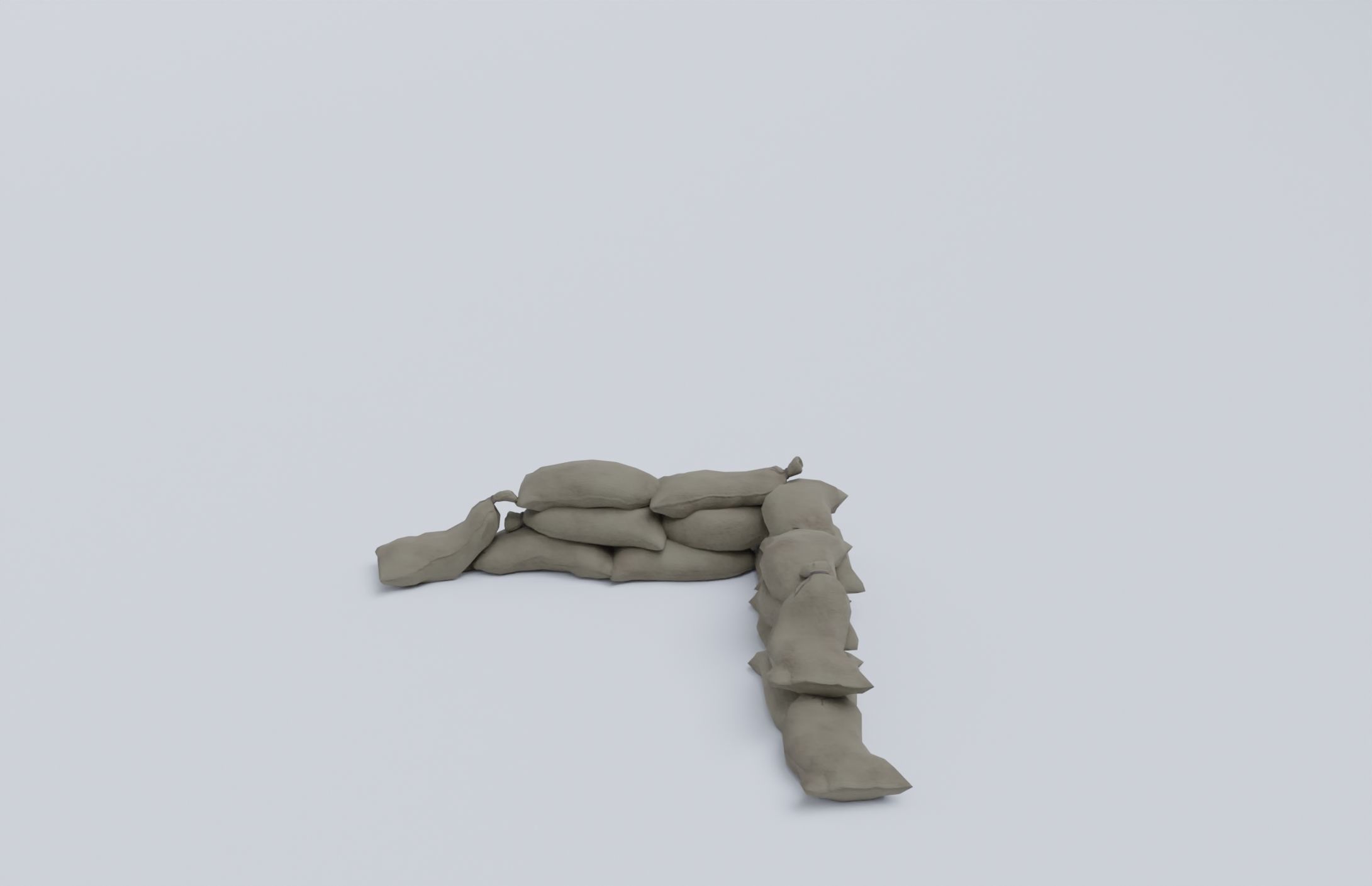 Sandbags set low poly PBR materials Low-poly 3D model_9