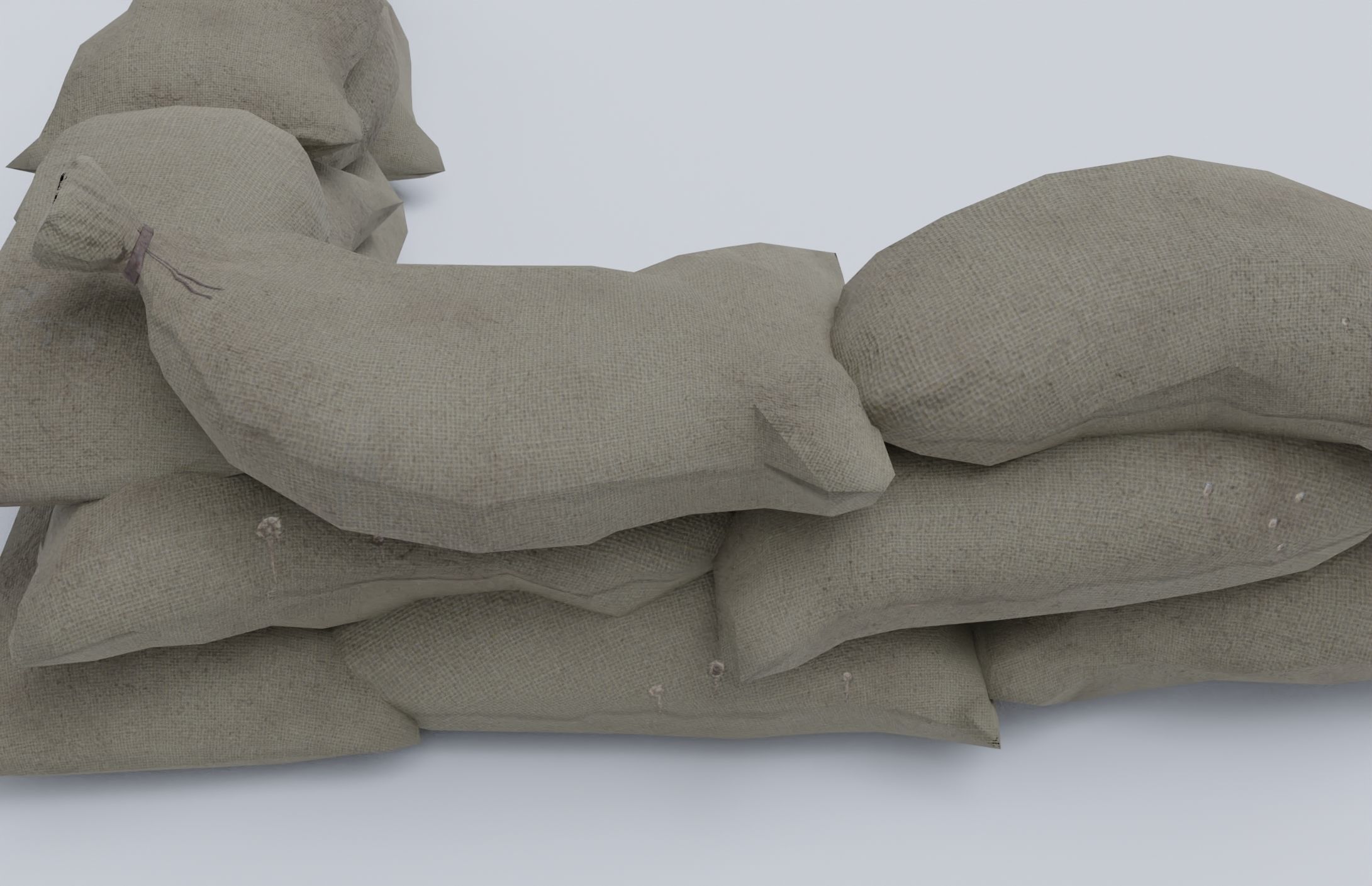 Sandbags set low poly PBR materials Low-poly 3D model_6