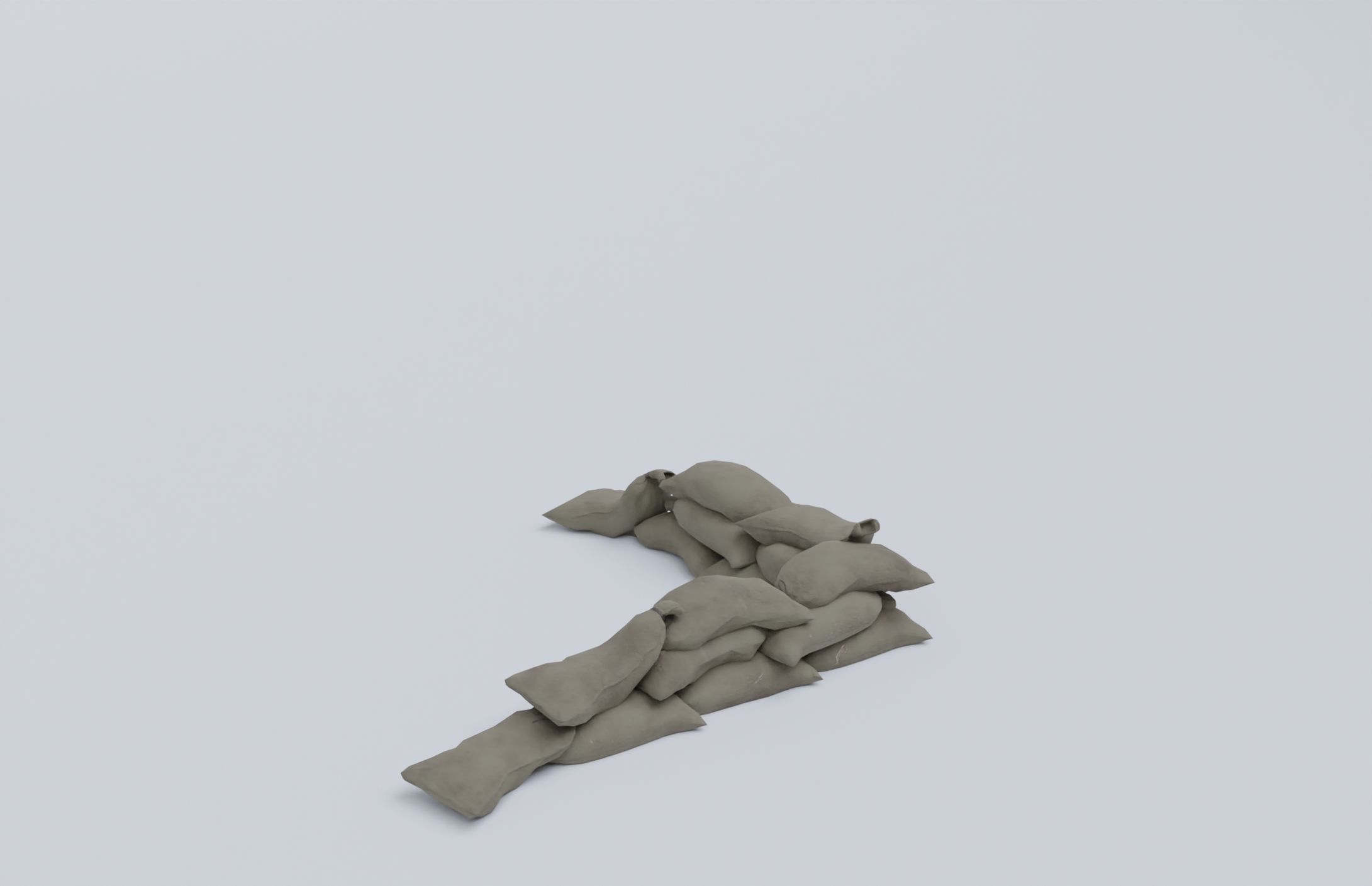 Sandbags set low poly PBR materials Low-poly 3D model_8